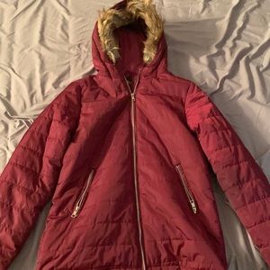 Ambiance Outerwear Coat with Faux Fur Hood, Size L never worn